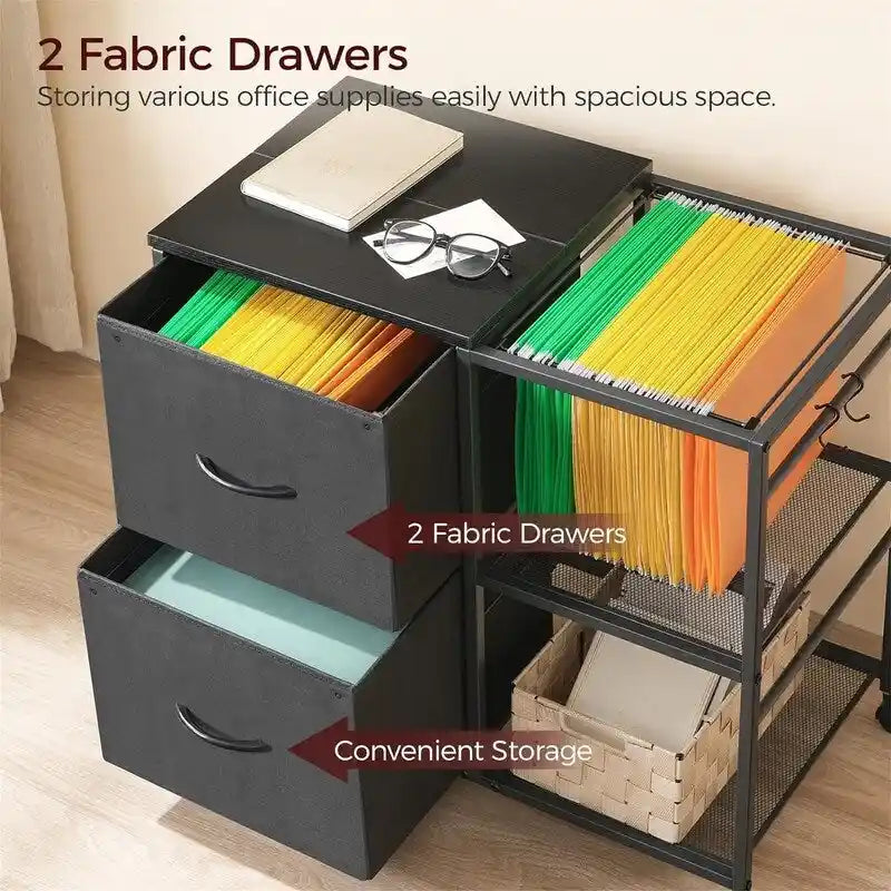 Aktenschrank 2 Stoffschubladen Lateralschrank passt für A4 oder Letter Format – 15,4T x 27,9B x 25,8H