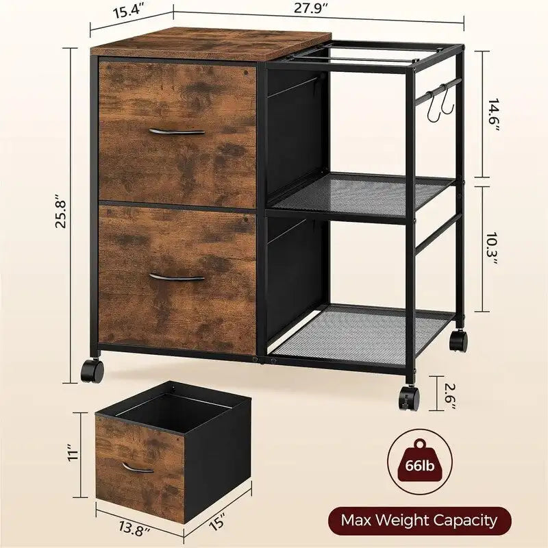 Aktenschrank 2 Stoffschubladen Lateralschrank passt für A4 oder Letter Format – 15,4T x 27,9B x 25,8H