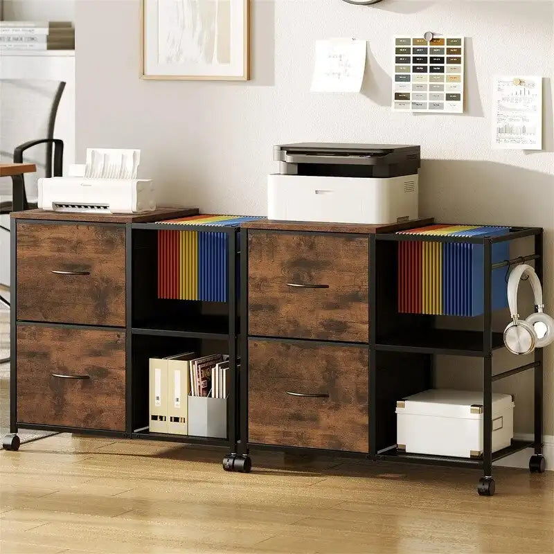 Aktenschrank 2 Stoffschubladen Lateralschrank passt für A4 oder Letter Format – 15,4T x 27,9B x 25,8H