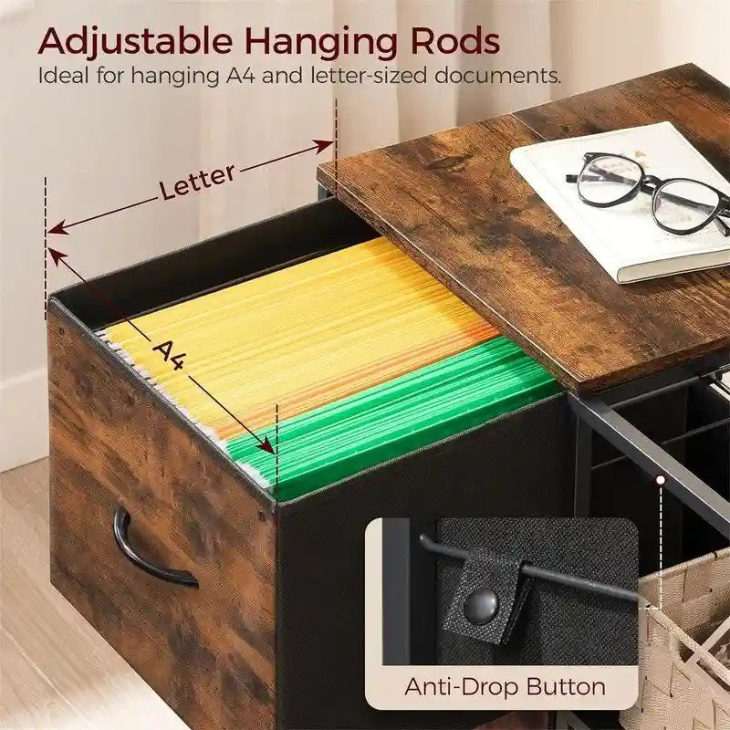 Aktenschrank 2 Stoffschubladen Lateralschrank passt für A4 oder Letter Format – 15,4T x 27,9B x 25,8H