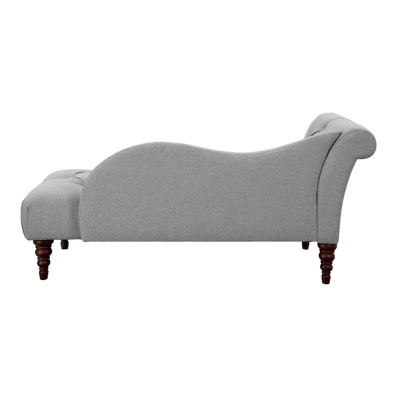66" Gepolsterter Grauer Polyester Chaise Lounger mit Braunen Massivholzbeinen