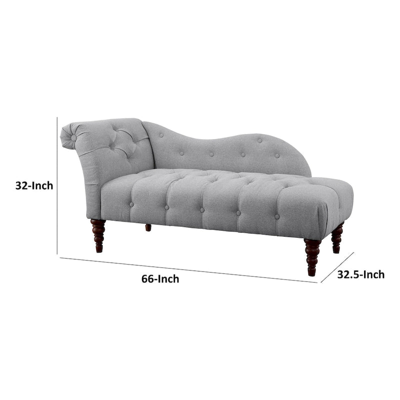 66" Gepolsterter Grauer Polyester Chaise Lounger mit Braunen Massivholzbeinen