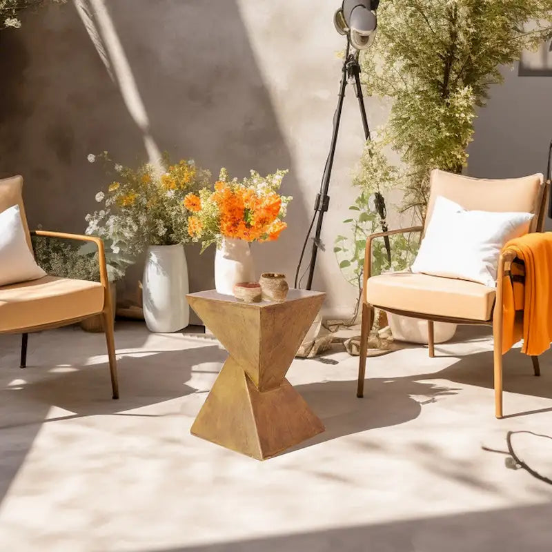 Moderner leichter Betoneckbeistelltisch Beistelltisch Garten Terrasse - 30x30x46cm