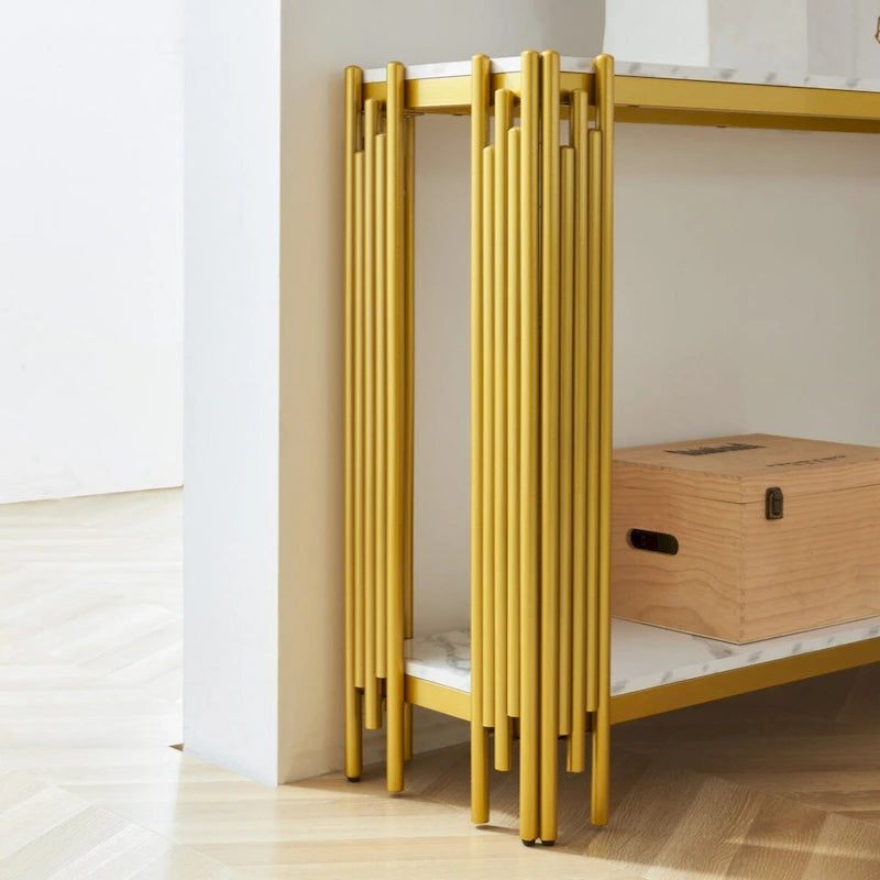 2-stöckiger Konsolentisch in Marmoroptik – 48,82L x 13,39B x 31,5H
