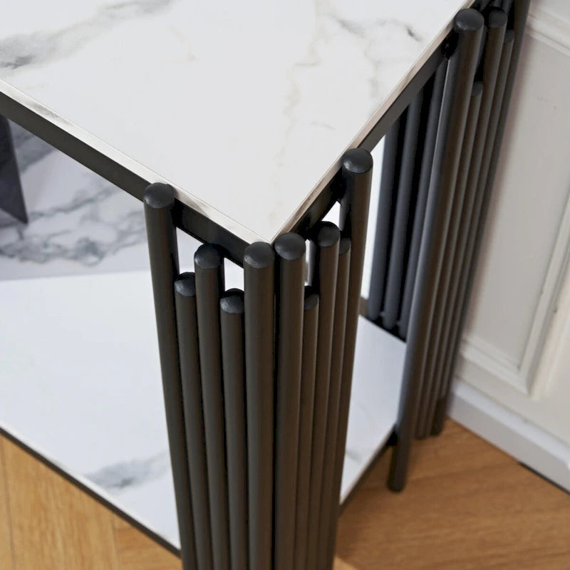 2-stöckiger Konsolentisch in Marmoroptik – 48,82L x 13,39B x 31,5H