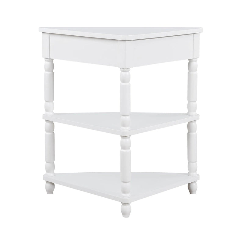 3-stöckiger dreieckiger Eckschrank mit Massivholzbeinen – 86L x 51B x 88H cm
