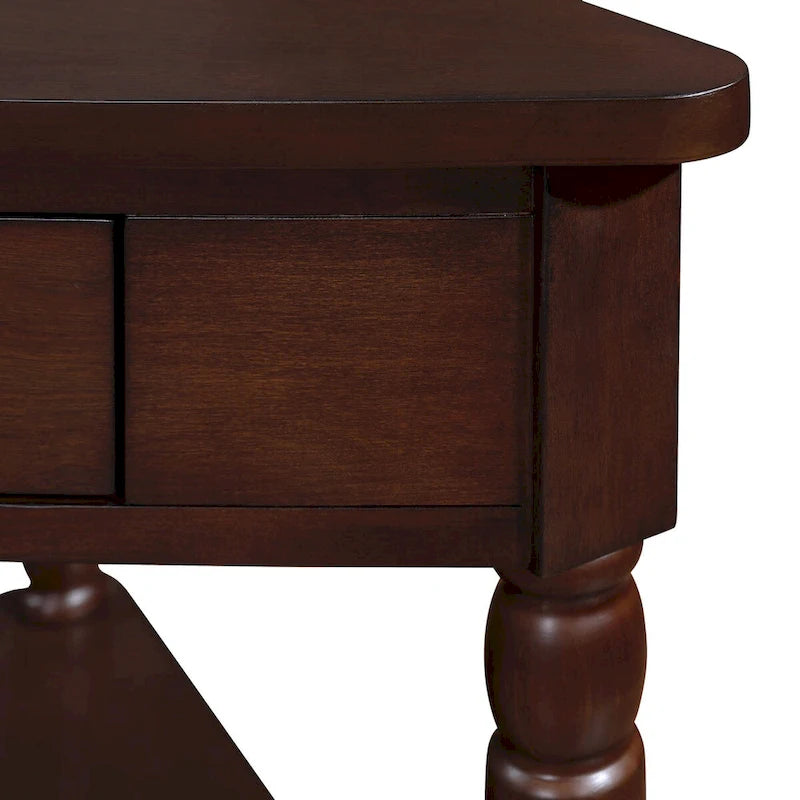 3-stöckiger dreieckiger Eckschrank mit Massivholzbeinen – 86L x 51B x 88H cm