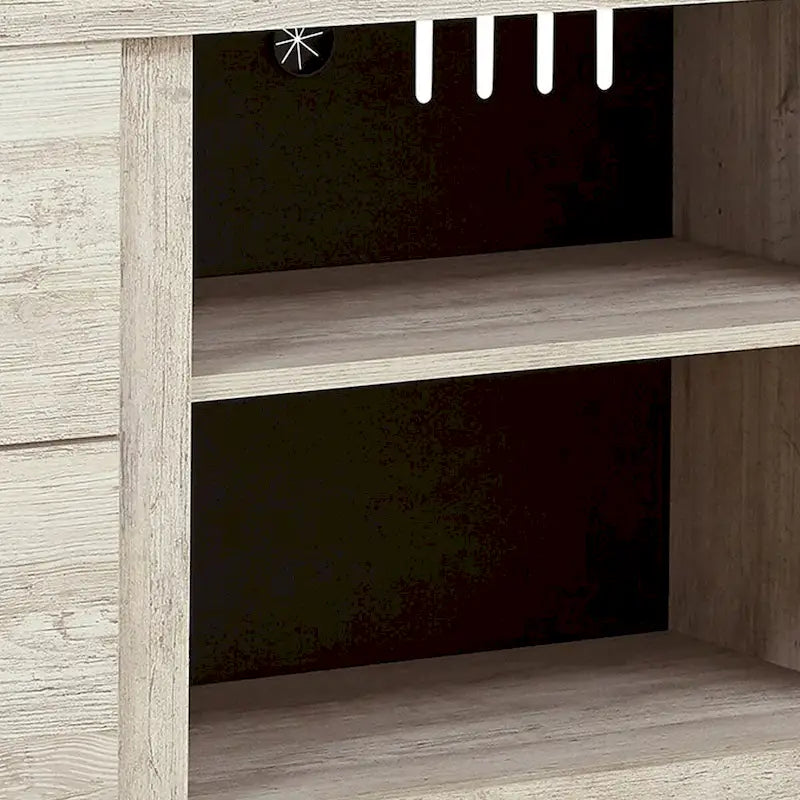 60 Zoll Rustikaler TV-Medienschrank, runde Griffe, Holz, Weiß