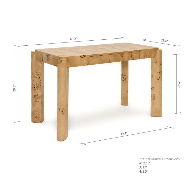 49" Ahornmaser Konsolenschreibtisch Moderner Schminktisch mit Stauraum
