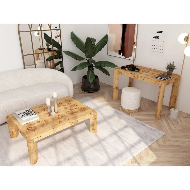 49" Ahornmaser Konsolenschreibtisch Moderner Schminktisch mit Stauraum