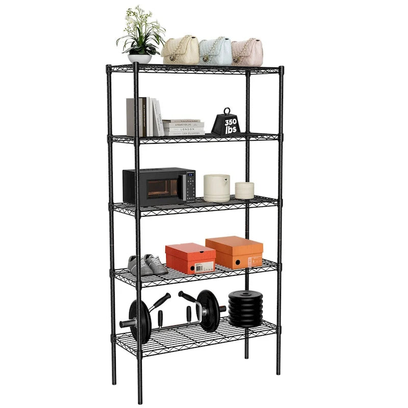 Lagerregal, verstellbares Metallregal, Schwerlast-Standregal-Organizer für Küche, Schrank,, Speisekammer, Garage, 5 Ebenen